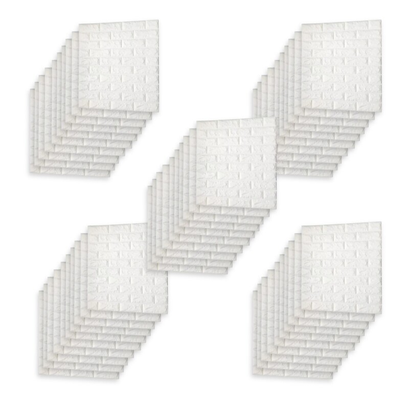 50 Placas Revestimiento Pared Autoadhesiva 70x77cm Promo X50 Blanco