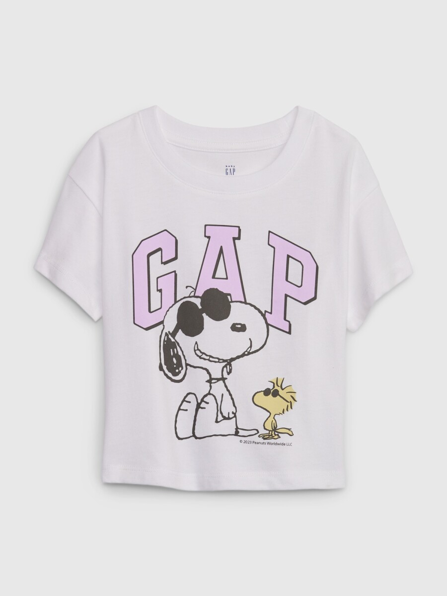 Remera Logo Gap Con Snoopy Toddler Niña - New Off White 