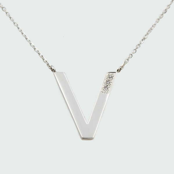 Colgante MOON de Plata 925 con brillantes – Inicial personalizada Colgante MOON de Plata 925 con brillantes – Inicial personalizada