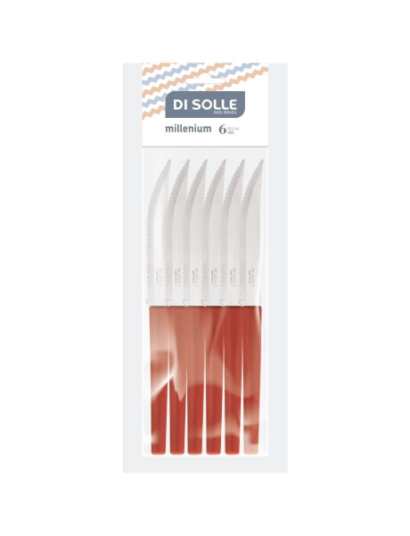 SET 6 CUCHILLO ASADO 22CM M/ROJO MILLENIUM SET 6 CUCHILLO ASADO 22CM M/ROJO MILLENIUM
