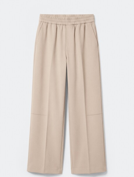 PANTALÓN RECTO DE TELA - BEIGE BEIGE