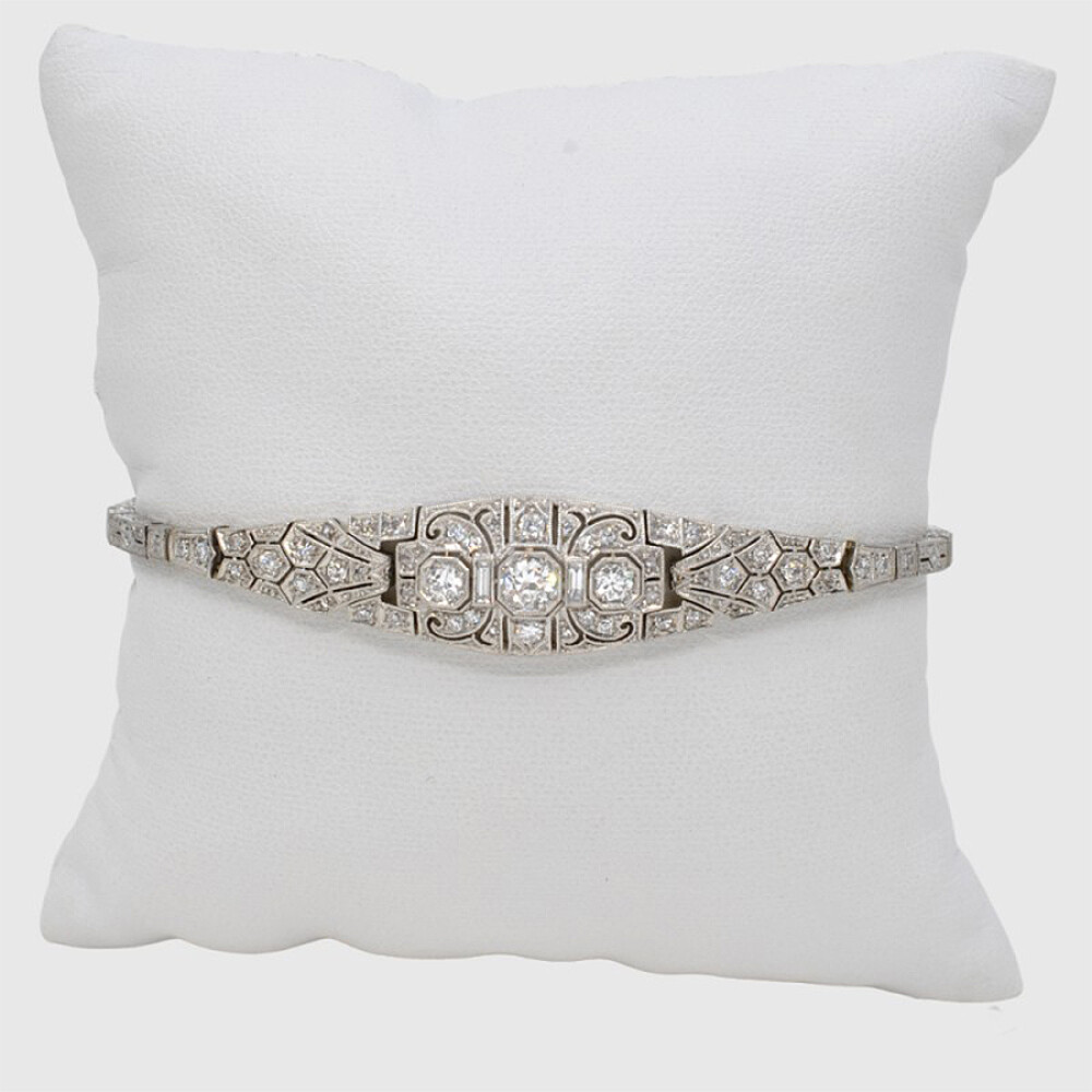 Pulsera Antigua En Oro 18K, Brillantes Y Diamantes Pulsera Antigua En Oro 18K, Brillantes Y Diamantes