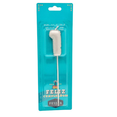 Vela Fessta Número Diseño Globo Plateada UNO