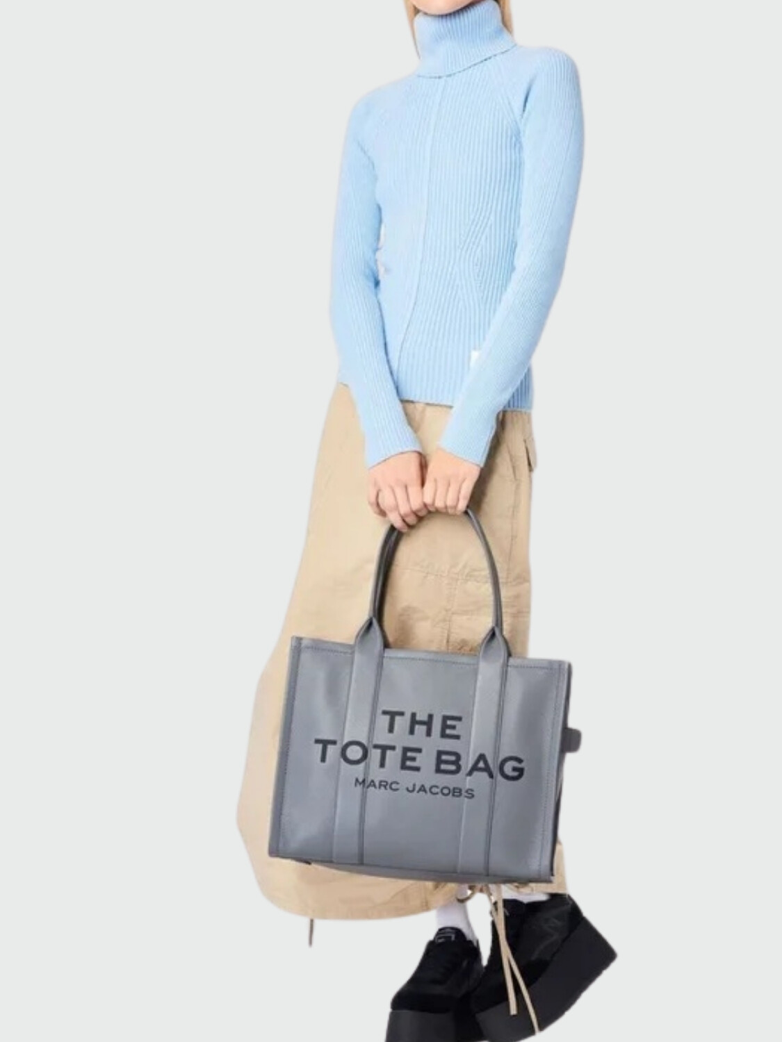 MARC JACOBS - THE LEATHER LARGE TOTE BAG Gris