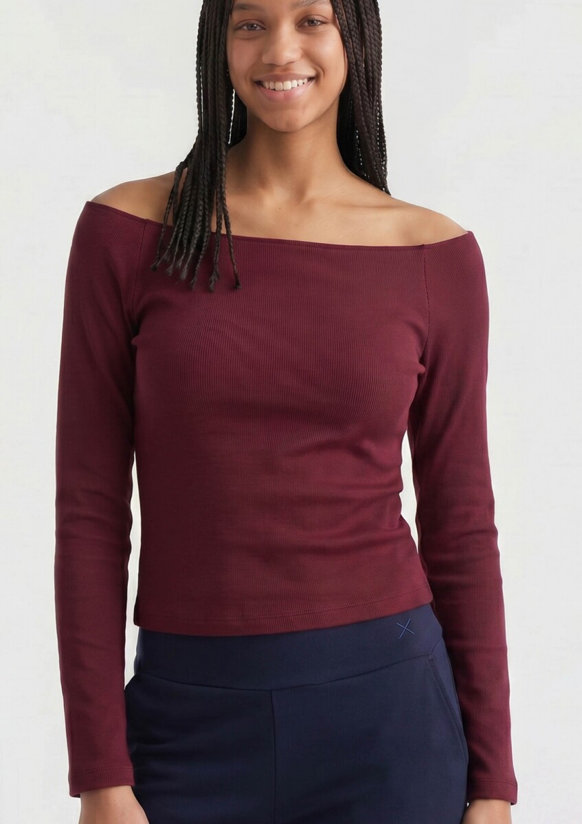 BLUSA JUVENIL DE MANGA LARGA CON HOMBROS DESCUBIERTOS - BORDEAUX 