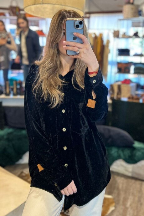 Velvet Shirt con Puño Negro