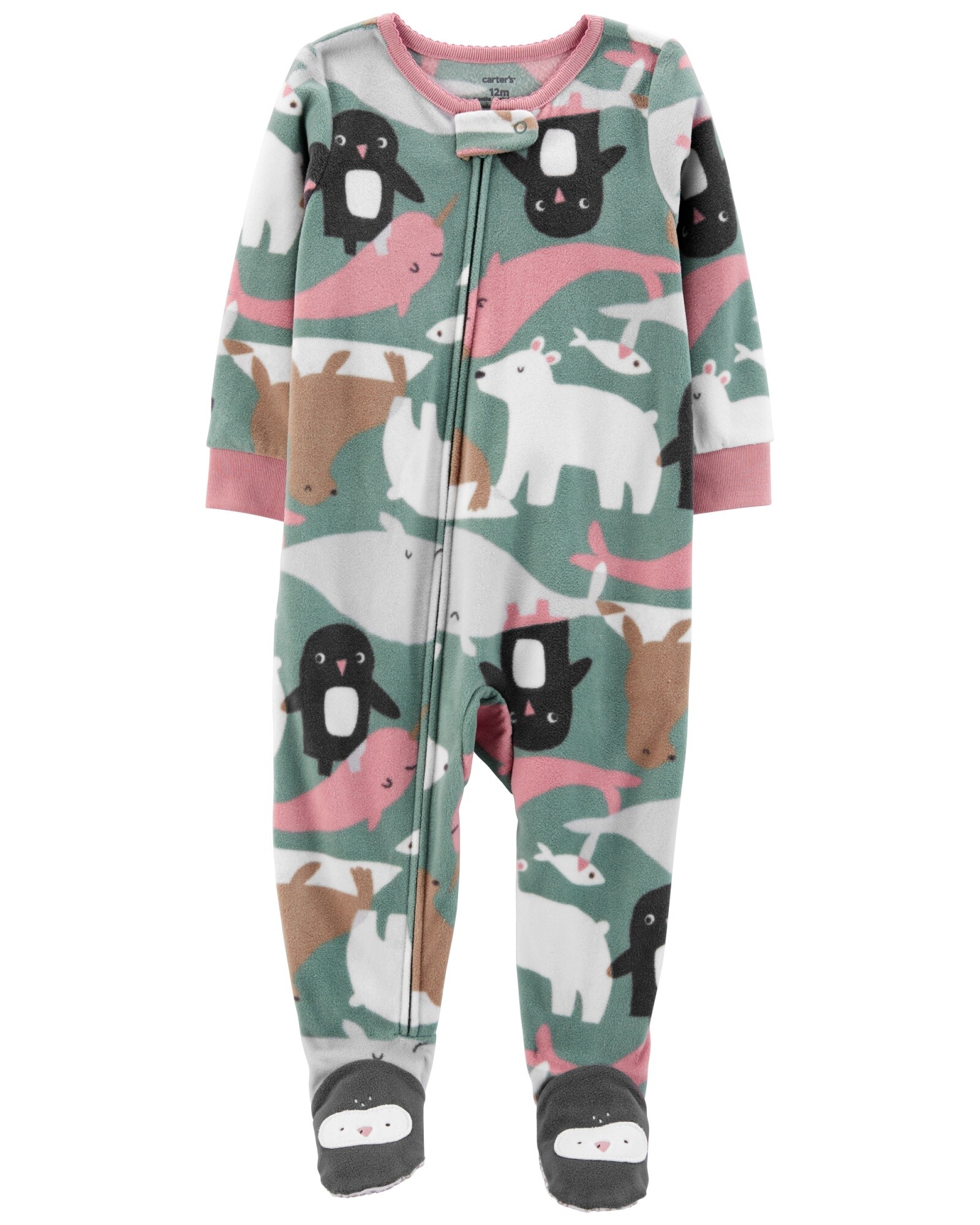 Pijama una pieza de micropolar con pie diseño narval Sin color