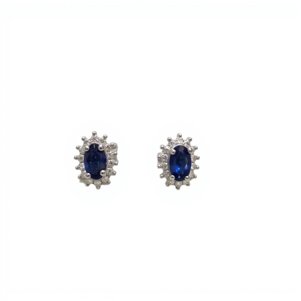 Caravanas Oval-Plata 925-Con Zirconia y Zafiro-CA4042 conpiedra