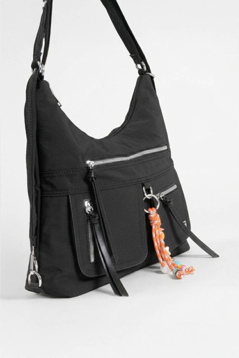 Hobo mochila con llavero removible negro