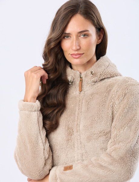 CAMPERA CON CAPUCHA SHERPA Beige Oscuro