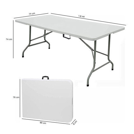 Mesa Plegable en Plástico Reforzado 1,80 mts Jardín Patio Blanco