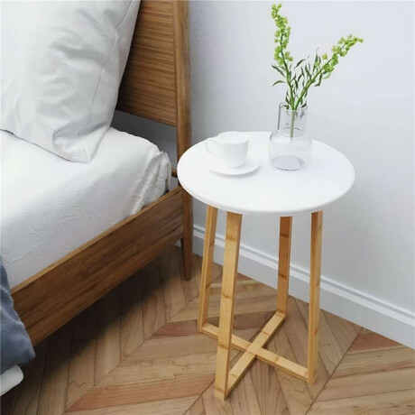 Mesa Redonda 40X40X60 Cm Bamboo Con Blanco