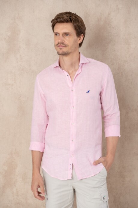 Camisa Lino Hudson Collar Rosa