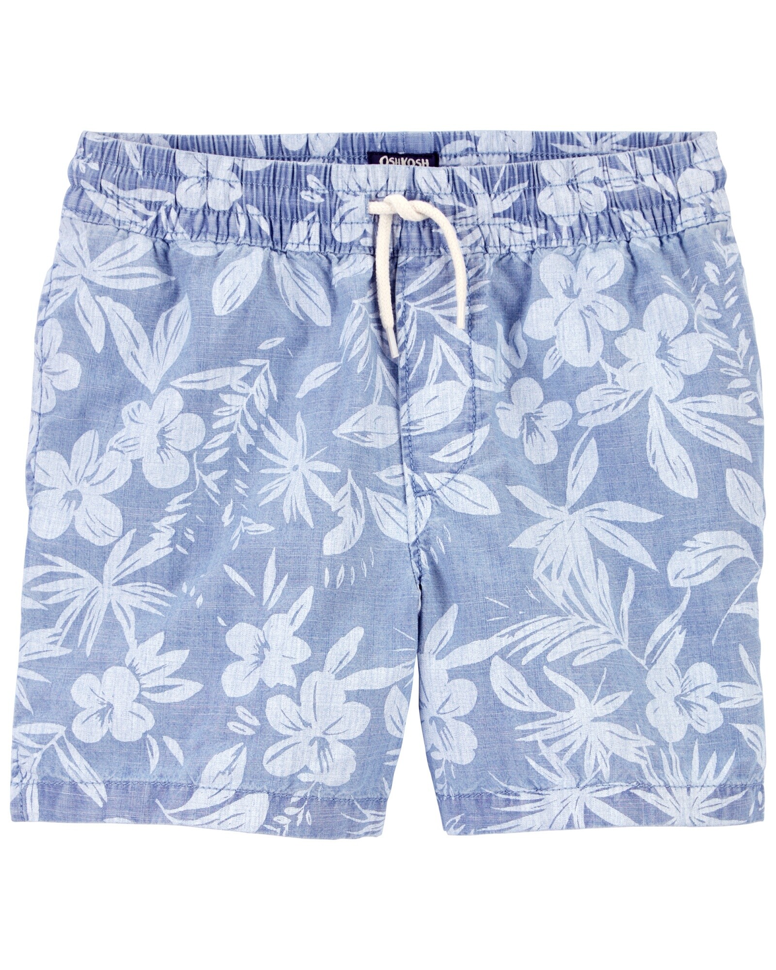 Short de chambray, diseño tropical Sin color