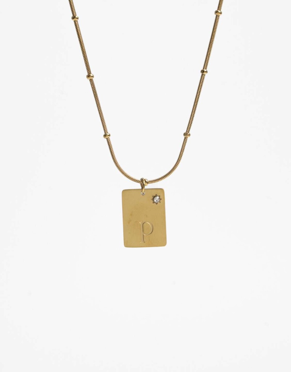 Cadena Corta Dije ''p'' Acero - Dorado 