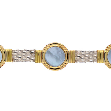 Pulsera de plata 925, double en oro 18 ktes y nácar. Pulsera de plata 925, double en oro 18 ktes y nácar.