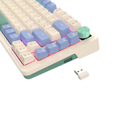 Teclado Gamer Redragon Ucal Pro RGB Cream Purple Green SP Teclado Gamer Redragon Ucal Pro RGB Cream Purple Green SP