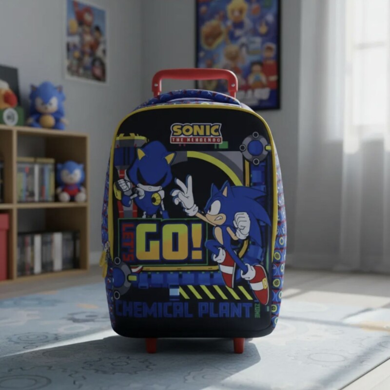 Mochila Sonic Neopreno Con Carro 37 Cm Para Niños Uso Escolar Diario Cómoda Mochila Sonic Neopreno Con Carro 37 Cm Para Niños Uso Escolar Diario Cómoda
