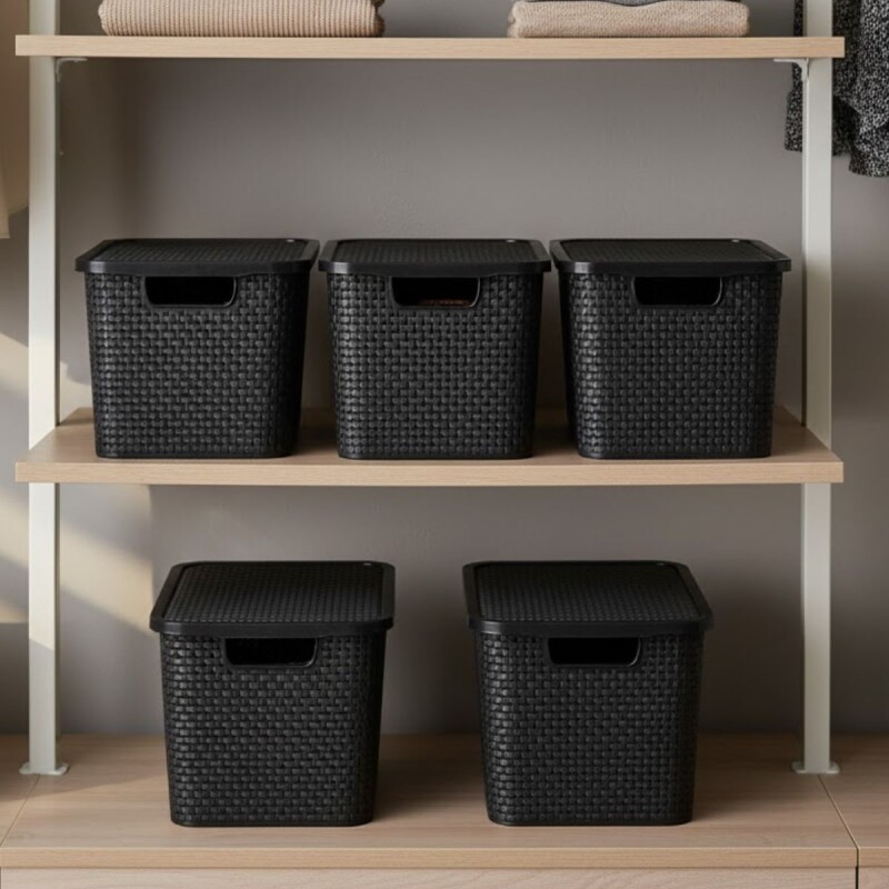 Set x5 Caja ratán 7 lts NEGRO