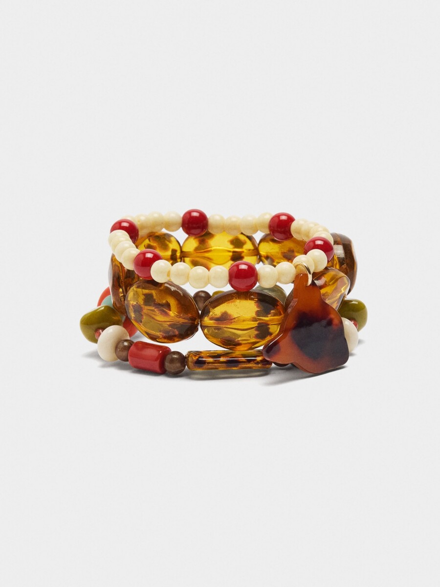 Set De Pulseras Efecto Carey multicolor