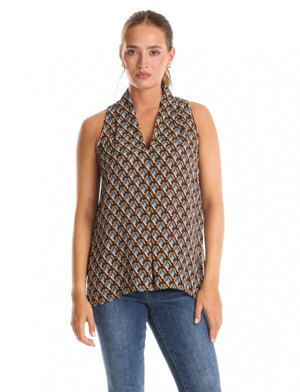 Blusa Retro MULTI/MARRON