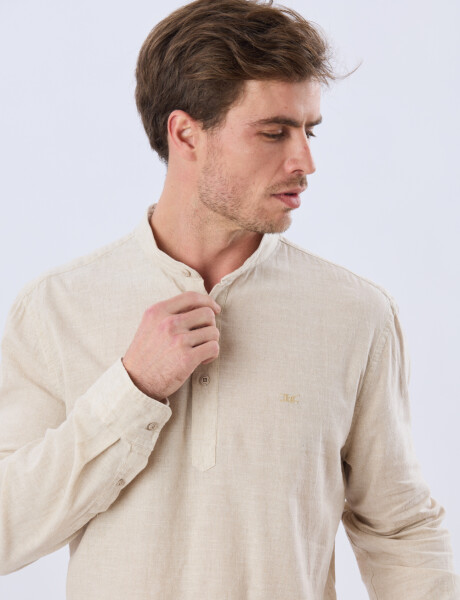 CAMISA LISA DE LINO CUELLO MAO Arena