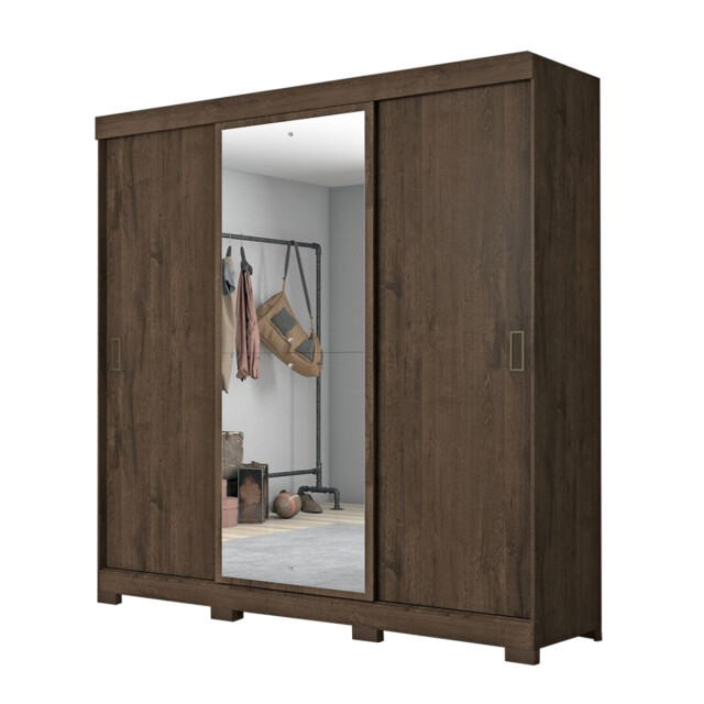 ROPERO 3 PUERTAS CORREDIZAS CON ESPEJO GUARDARROPA ARMARIO PLACARD CLOSET COLOR MADERA