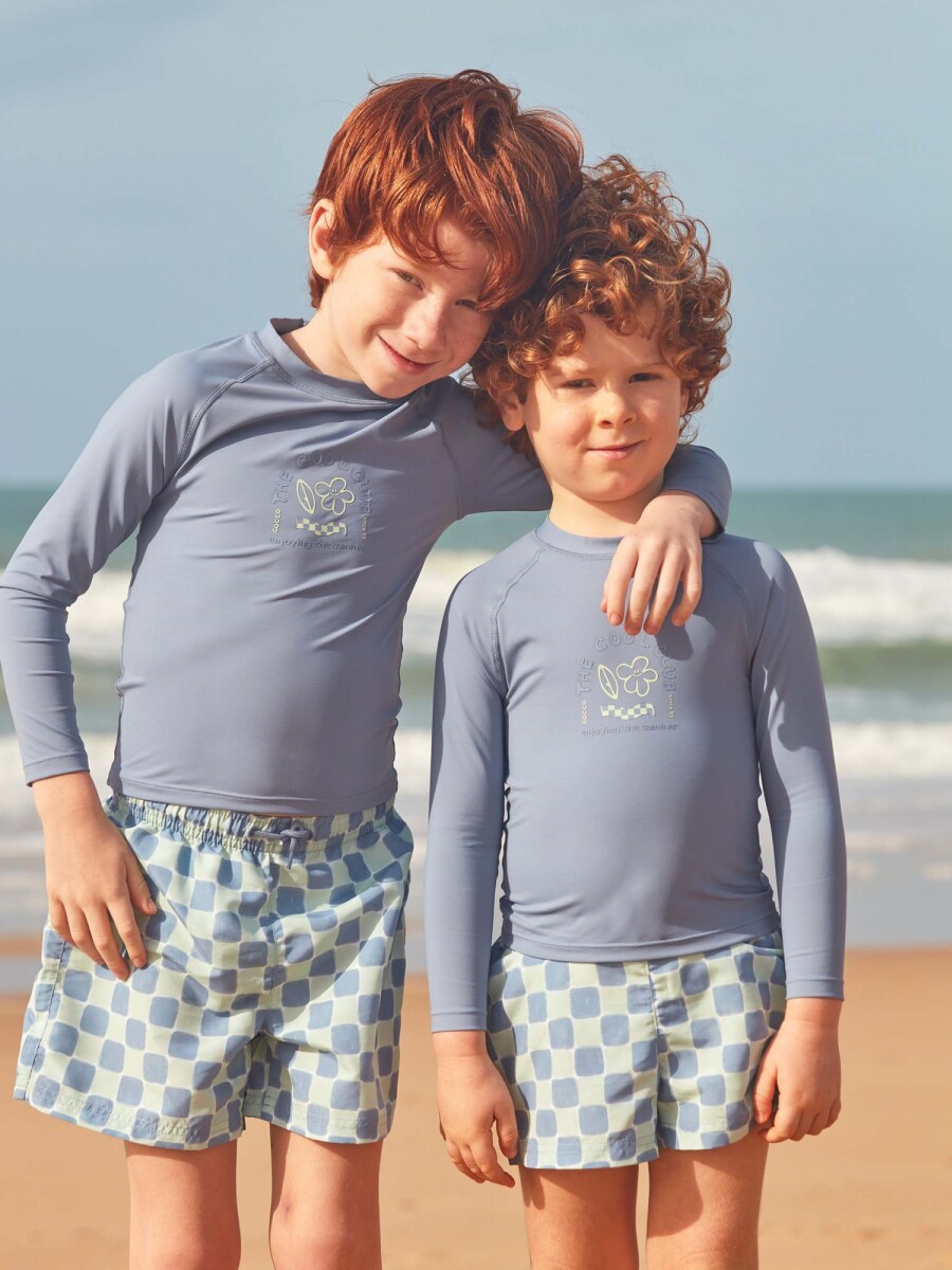 Bañador Estampado Cuadros Azul