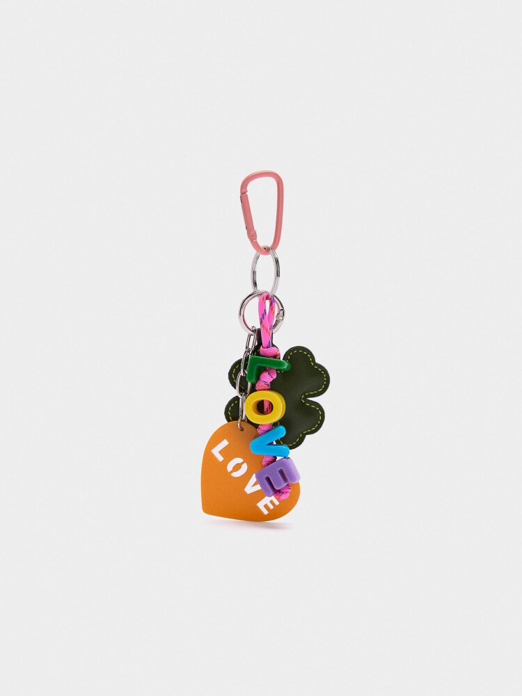 Llavero Charm Corazón Y Trébol multicolor