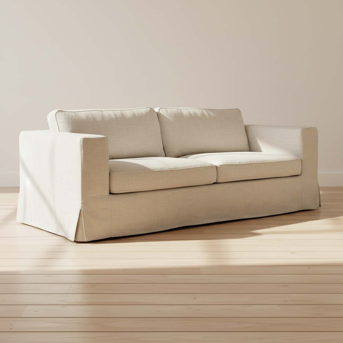 SOFÁ CON FUNDA DESMONTTABLE - 3 CUERPOS TELA-Y-MADERA NATURAL-BEIGE CHARLIE NATURAL 