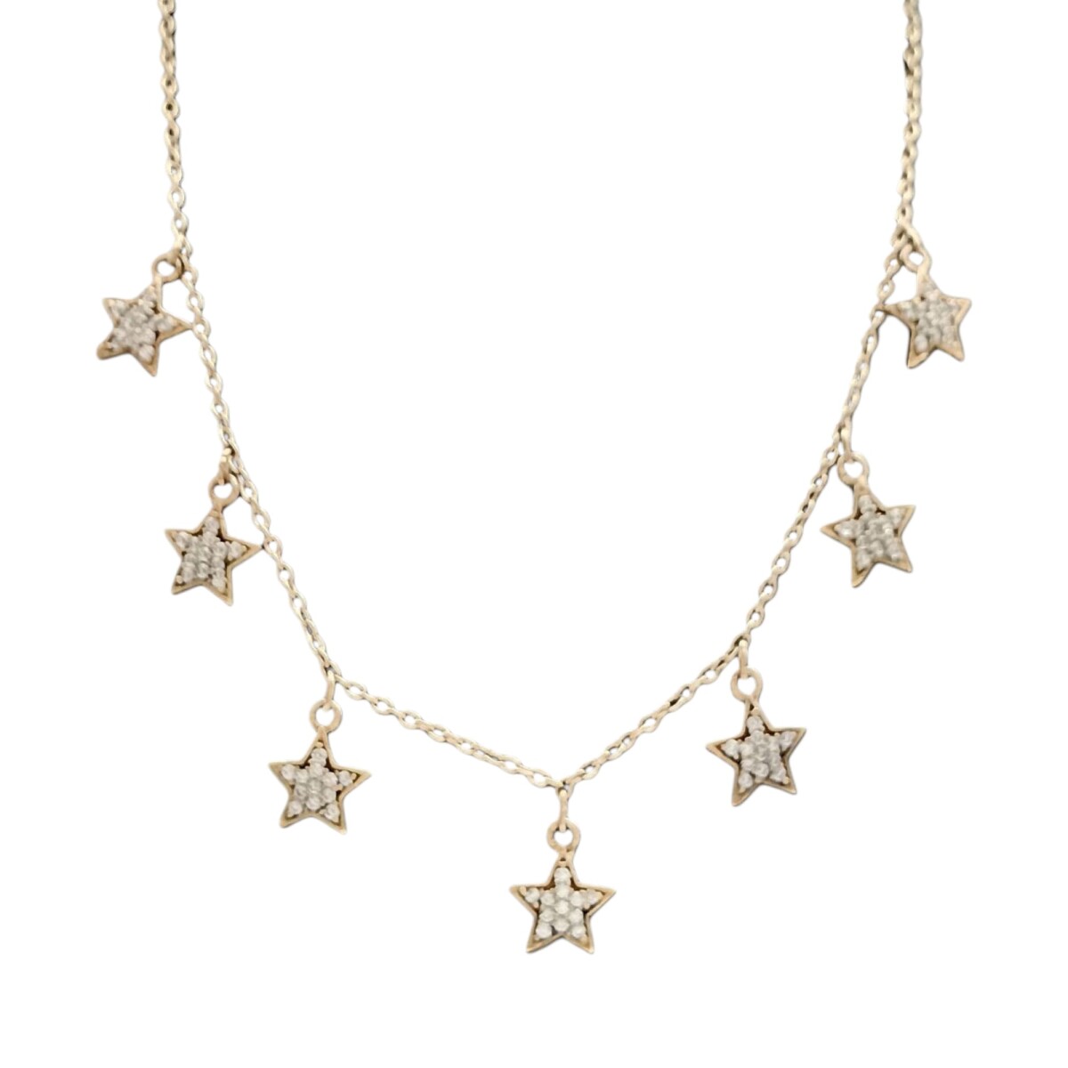 Conjunto Nakki estrellas-Plata rodinada micra oro 18k-Piedra Topacio blanco-CJ2014 - conpiedra 