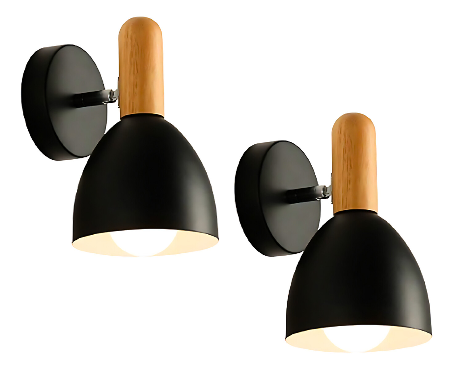 Pack X2 Aplique Lampara Nordica Negra De Metal Para Pared - Negro 