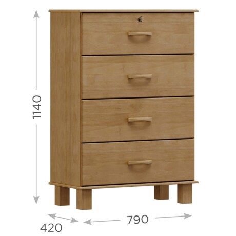 Cómoda 4 Cajones Línea Bronce Freijó U