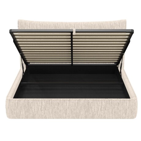 CAMA C/BAÚL 2 PLAZAS MADERA-Y-TELA NATURAL-BEIGE ZAFIRO