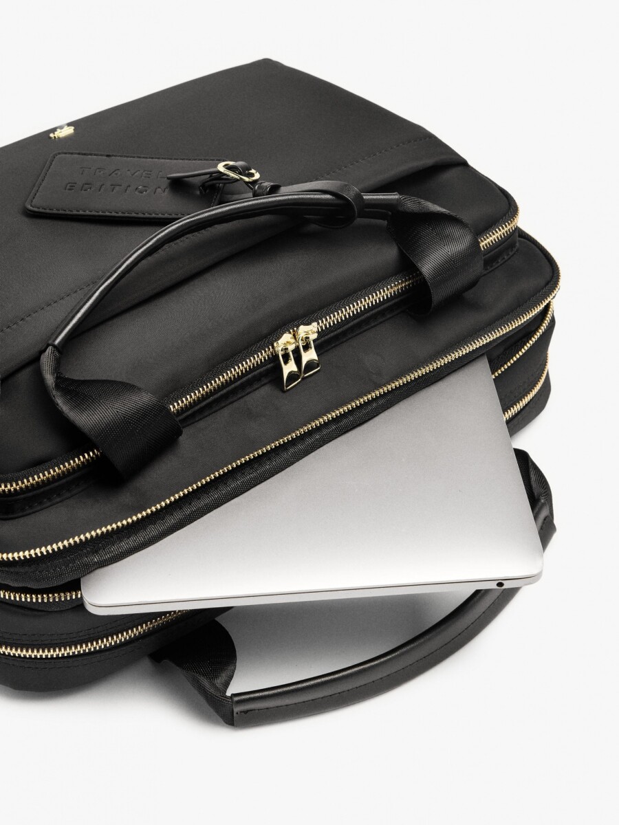 Bolso De Nylon Para Portátil Hasta 15" Repelente Al Agua negro