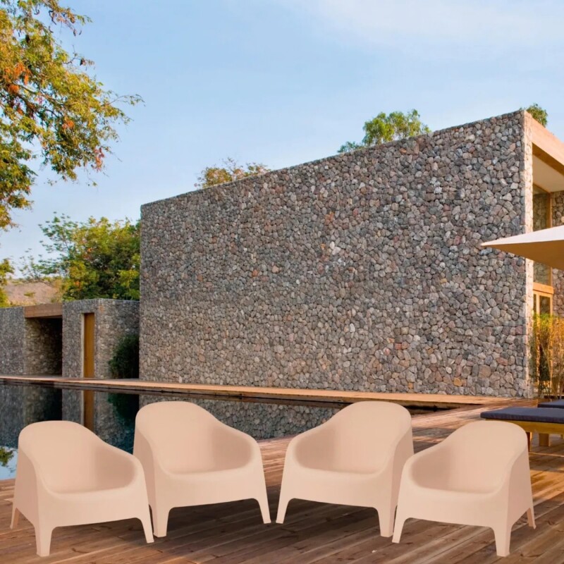 Set de 4 Sillas Plastico Skarpo Jardin Taupe