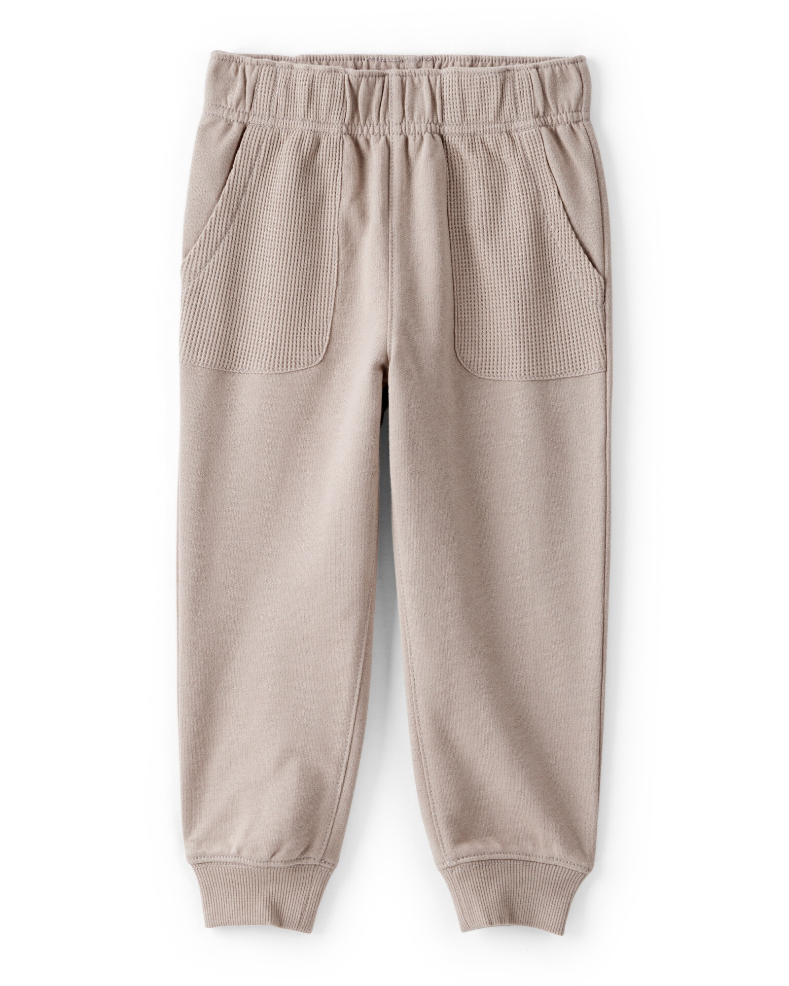 Set dos piezas de algodón, pantalón y buzo cierre un cuarto, beige Sin color