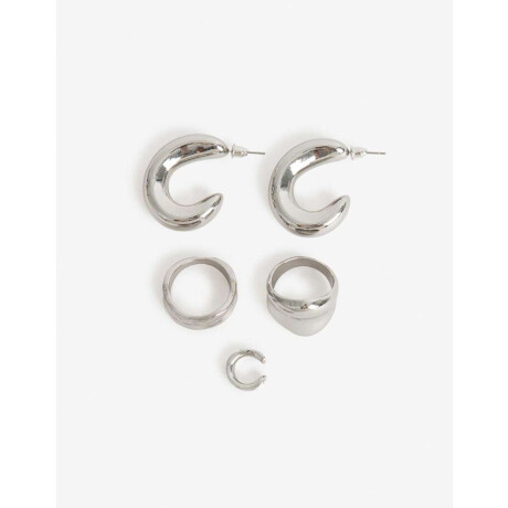 Bijou Set Metal Plateado Rodio