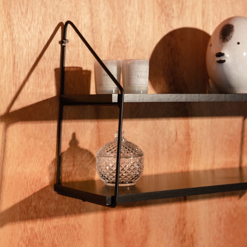 Estante de pared madera y hierro - 2 pisos Blanco