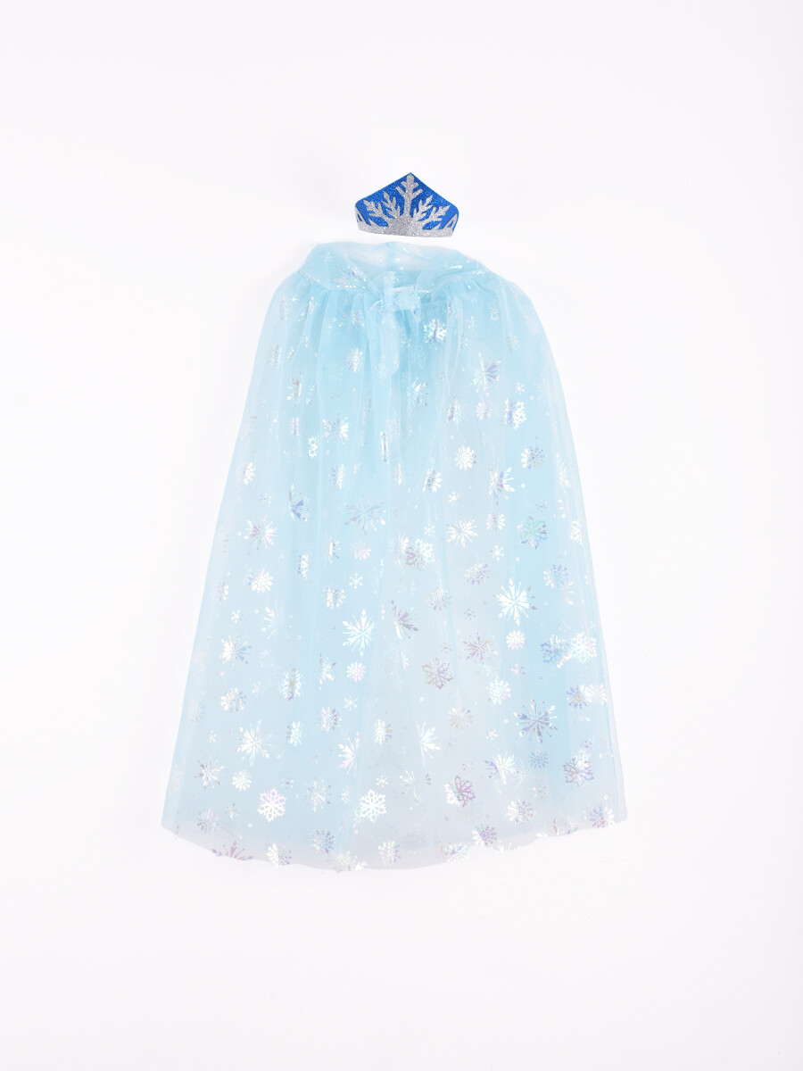 DISFRAZ CORONA Y CAPA PRINCESA - CELESTE 