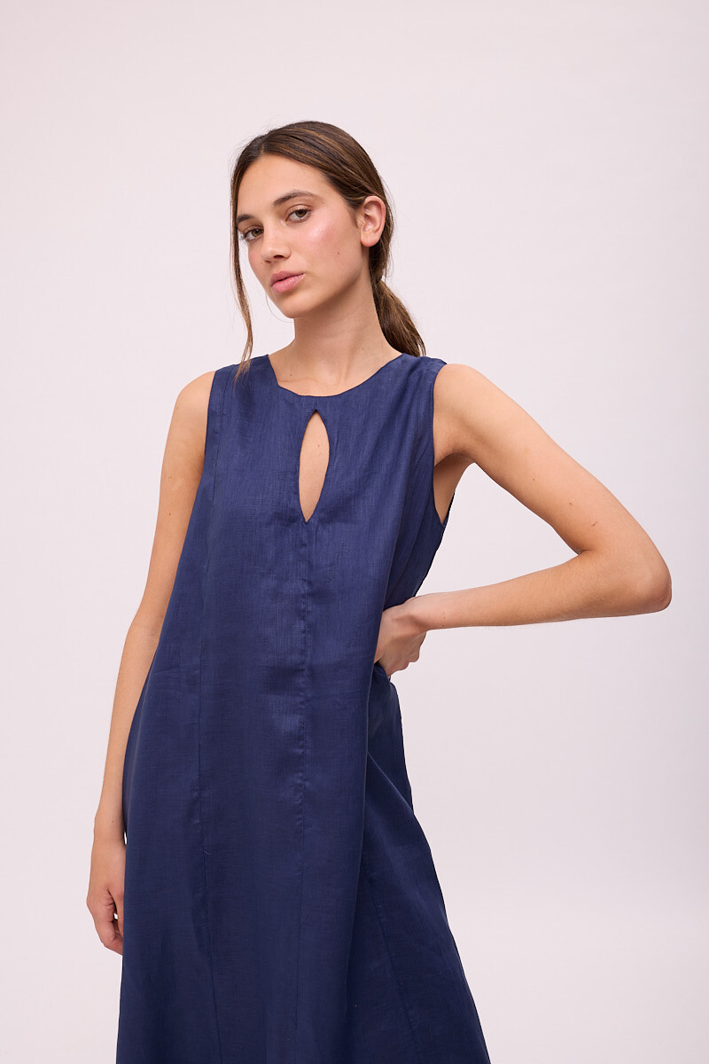 VESTIDO POLK LONG Azul