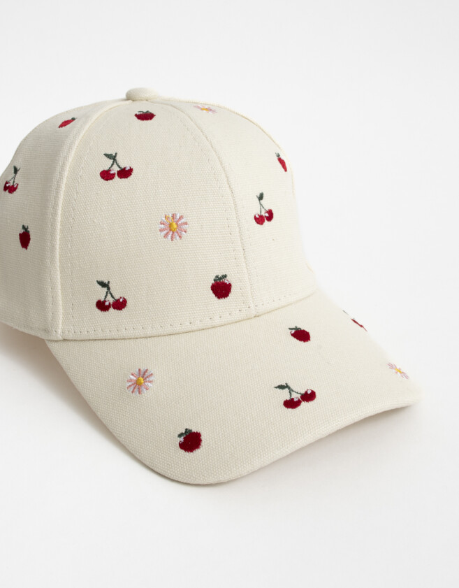 Caps y sombreros infantiles Gorra Infantil Bordada - Blanco Crudo