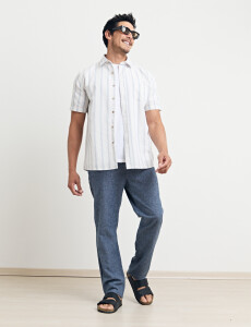 012630 CAMISA HARRINGTON LABEL Natural/celeste