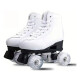 Patines 4 Ruedas Artístico Con Luces Bota De Cuero Blanca Blanco