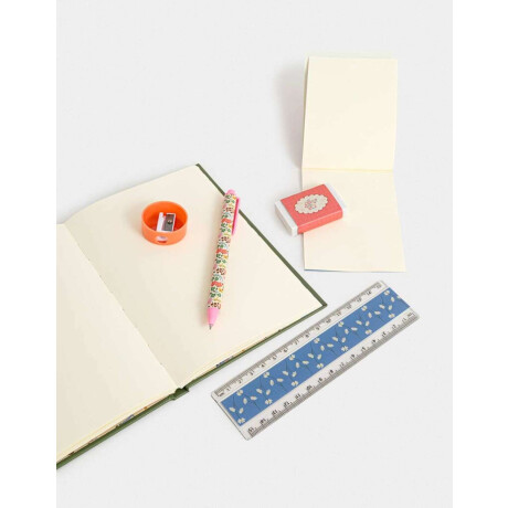 Set De Librería En Estuche De Mesh Con Strap Y Charm Combinacion Multicolor