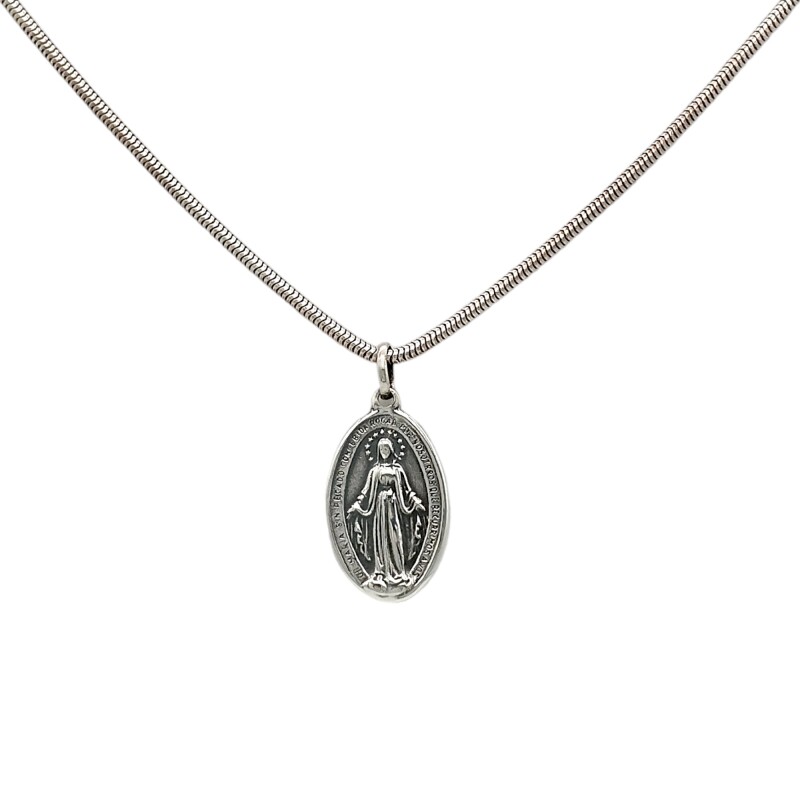Dije Medalla Virgen Milagrosa-Plata 925 quemada-Sin piedra-CP3009 sinpiedra