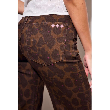 Jean Flared Wide Leg Estampado Chocolate