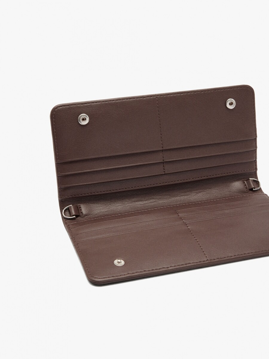 Cartera Con Textura Y Asa De Cordón marron