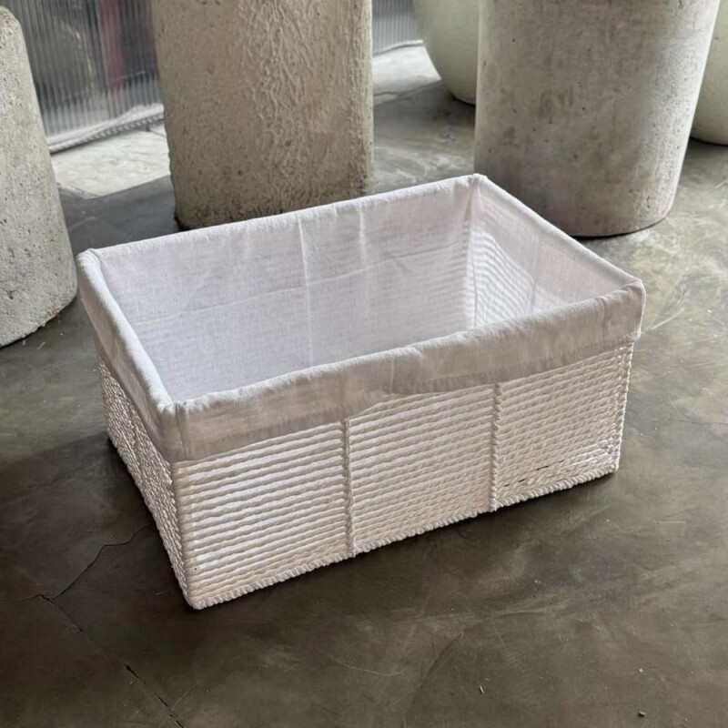 Cesto ratán blanco Bali M