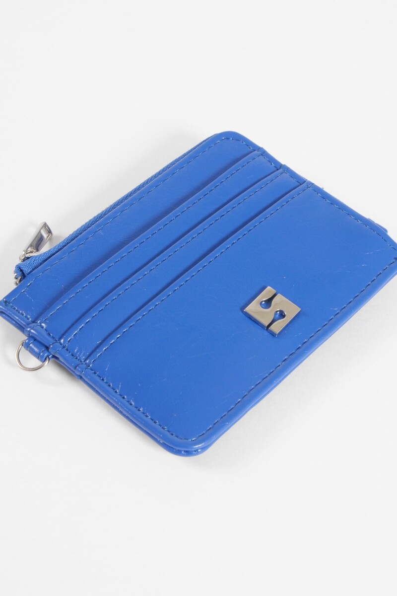Tarjetero matelaseado shinny azul